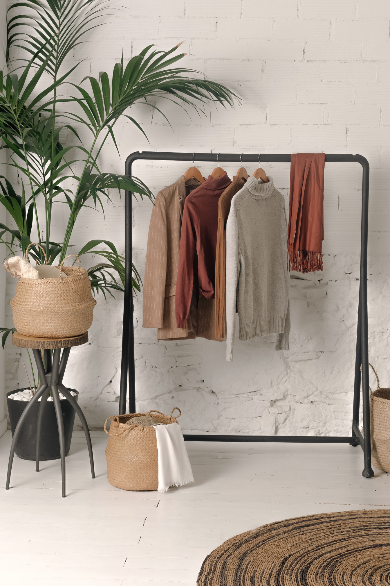 Clothes Hanging in Clothes Rack